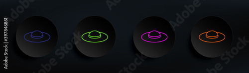 women hat dark badge color set. Simple thin line, outline vector of clothes icons for ui and ux, website or mobile application