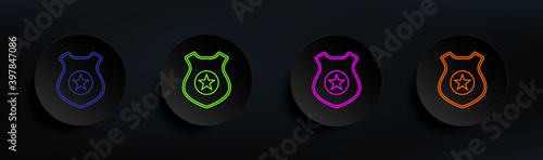 police badge dark badge color set. Simple thin line, outline vector of crime investigation icons for ui and ux, website or mobile application