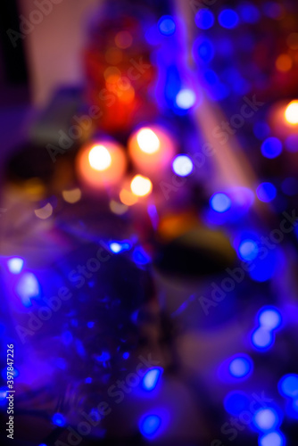 Beautiful christmas blue and pink bokeh