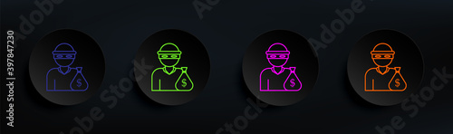robber dark badge color set. Simple thin line, outline vector of crime investigation icons for ui and ux, website or mobile application