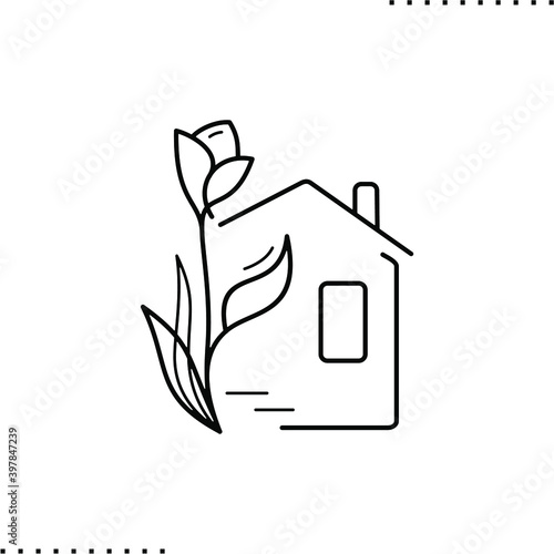 country house vector icon in outlines