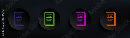 book of laws dark badge color set. Simple thin line, outline vector of crime investigation icons for ui and ux, website or mobile application