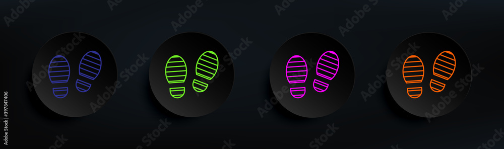 footprints of shoes dark badge color set. Simple thin line, outline vector of crime investigation icons for ui and ux, website or mobile application footprints of shoes dark badge color set. Simple thin line, outline vector of crime investigation icons for ui and ux, website or mobile application