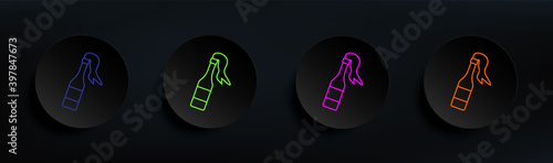 Molotov cocktail dark badge color set. Simple thin line, outline vector of crime investigation icons for ui and ux, website or mobile application