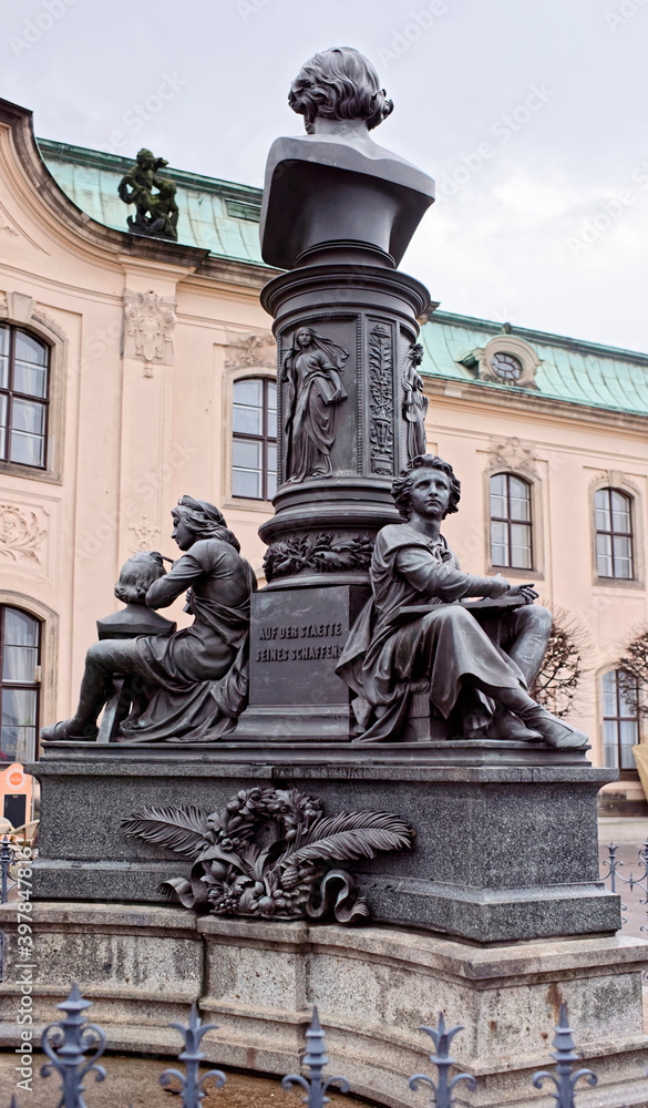 Ernst Rietschel Memorial with three allegorical figures symbolizing drawing, sculpting and chiseling