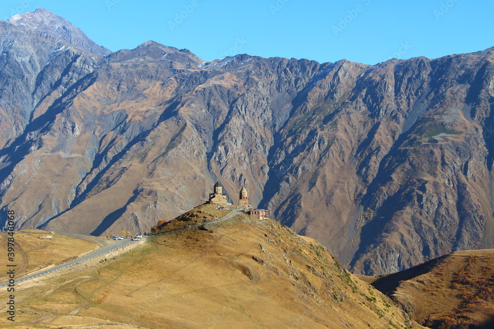 Kazbegi region with Gergeti Church, Georgia