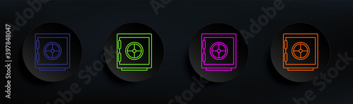 safe dark badge color set. Simple thin line, outline vector of crime investigation icons for ui and ux, website or mobile application