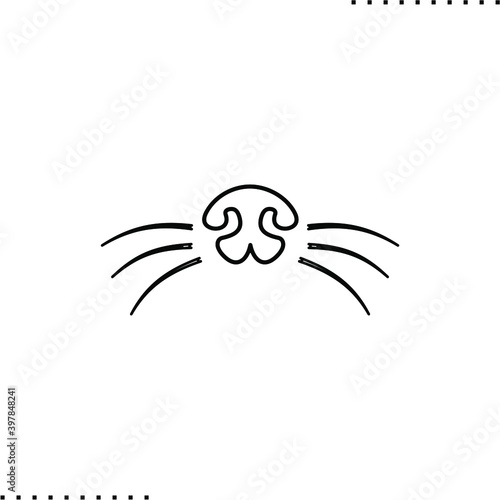 cat nose vector icon in outlines