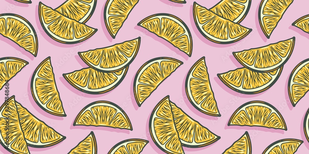 Seamless pattern wallpaper with lime, lemon and orange fruit, juicy fresh summer bar Seamless pattern wallpaper with lime, lemon and orange fruit, juicy fresh summer bar