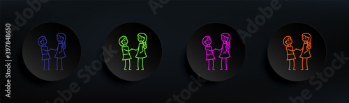 friendship of classmates dark badge color set. Simple thin line, outline vector of friendship icons for ui and ux, website or mobile application