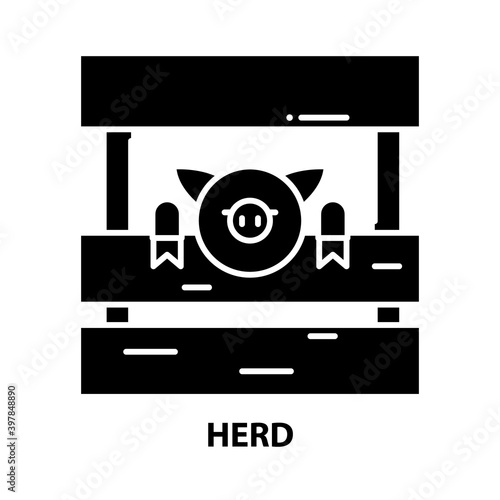 herd icon, black vector sign with editable strokes, concept illustration
