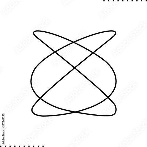 The Lissajous figure, mathematical figure vector icon in outlines