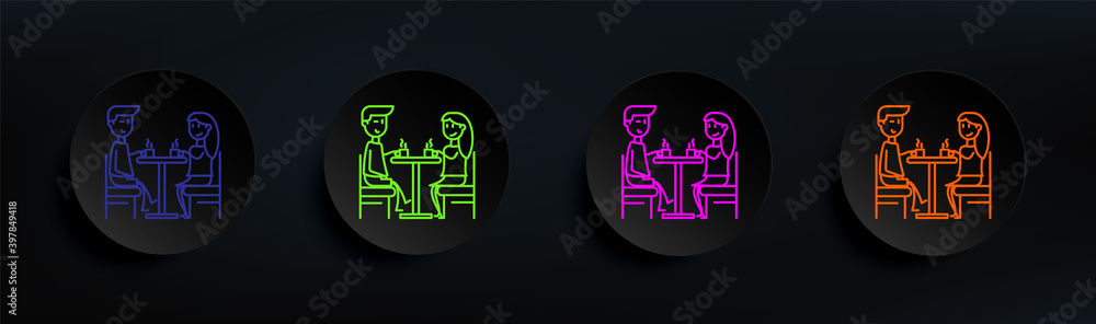 Couple with cup of tea dark badge color set. Simple thin line, outline vector of friendship icons for ui and ux, website or mobile application Couple with cup of tea dark badge color set. Simple thin line, outline vector of friendship icons for ui and ux, website or mobile application