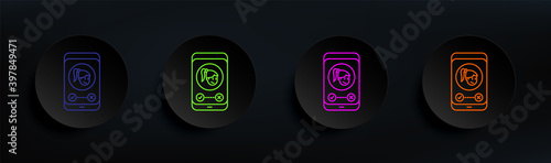 call from beloved dark badge color set. Simple thin line, outline vector of friendship icons for ui and ux, website or mobile application