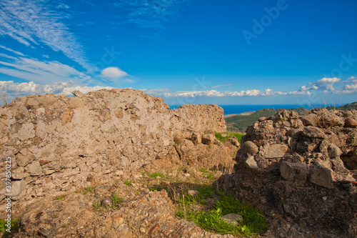 Ruins of the castle of Pythagoras, located on the top of a mountain in Samo, Calabria. © Antonio