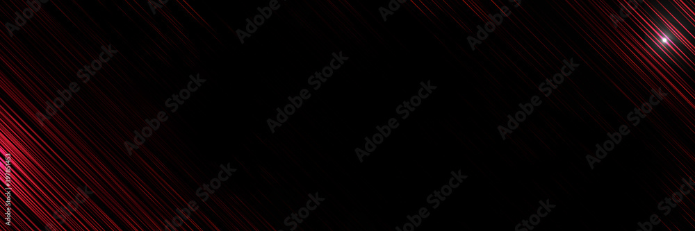 Fototapeta premium Red black wide banner background. Modern red with line light striped background
