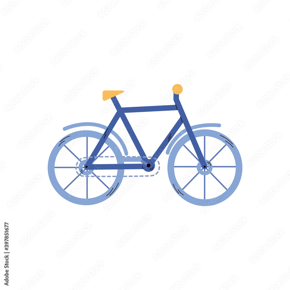 Icon of classic city road bicycle. Ecological cycle transport for sport, leisure or travel. Riding the bike for children and adult people. Flat vector isolated illustration.
