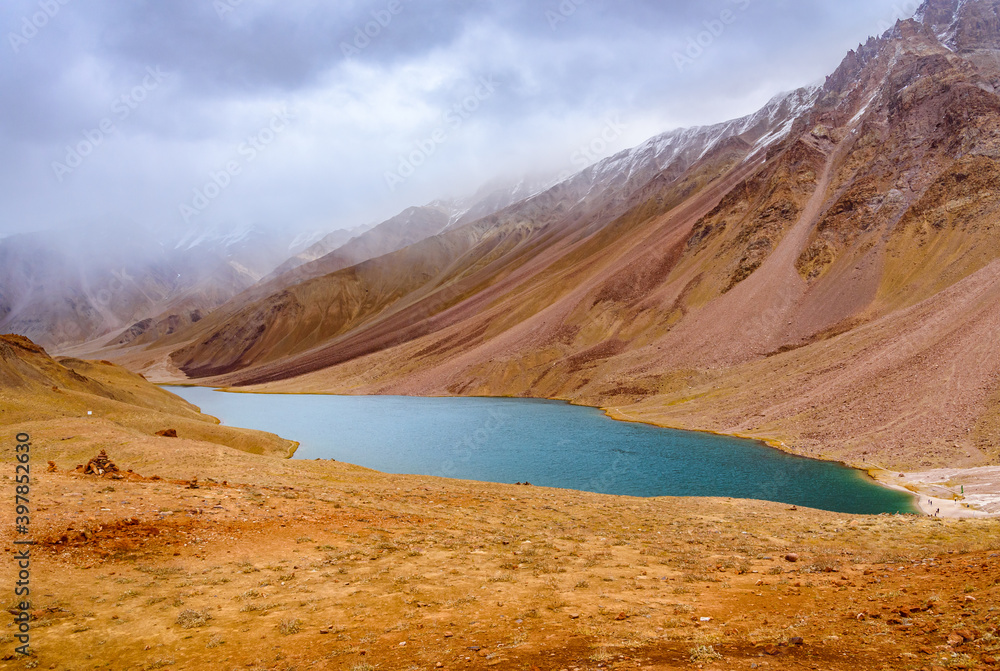 Chandratal or  Lake of the moon is a high altitude lake located at 4300m in Himalayas of Spiti Valley, Himachal Pradesh, India. The name of Lake originated due to its crescent moon like shape.