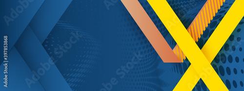 Hipster modern geometric vector abstract background texture design, bright poster, blue and yellow stripes background. Vector illustration. Cover, Print or Banner