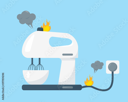Broken white mixer with bowl