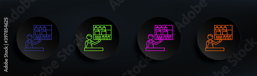 cosmetics salesman dark badge color set. Simple thin line, outline vector of mall shopping center icons for ui and ux, website or mobile application