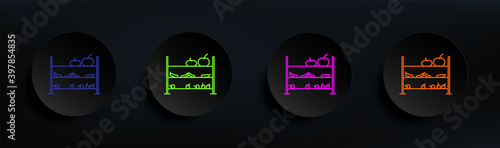 bench with vegetables dark badge color set. Simple thin line, outline vector of mall shopping center icons for ui and ux, website or mobile application