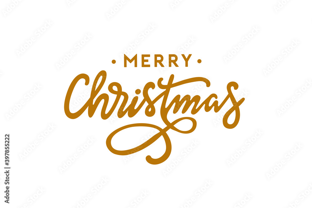 Merry Christmas handwritten lettering. Xmas calligraphy vector illustration.