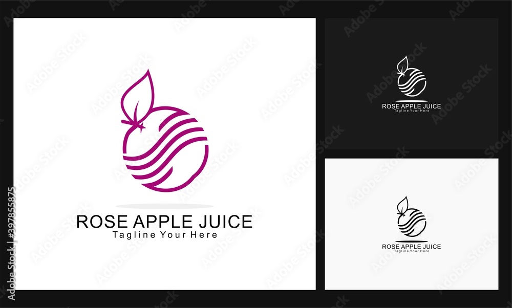  rose apple juice concept design vector logo