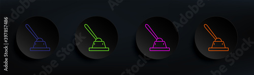 control lever dark badge color set. Simple thin line, outline vector of manufacturing icons for ui and ux, website or mobile application