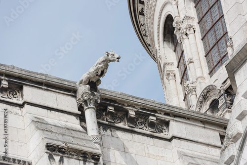 Paris. Basilica of Sacre Coeur in Montmartre. Sculptural decorations of the cathedral