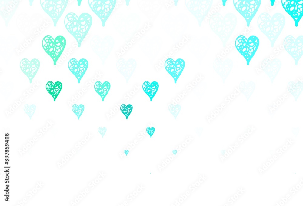 Light Green vector background with Shining hearts. Light Green vector background with Shining hearts.