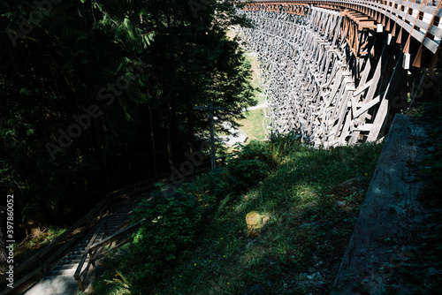 Fotografie, Obraz Kinsol Trestle or Koksilah River Trestle, a historic wooden railway trestle in S
