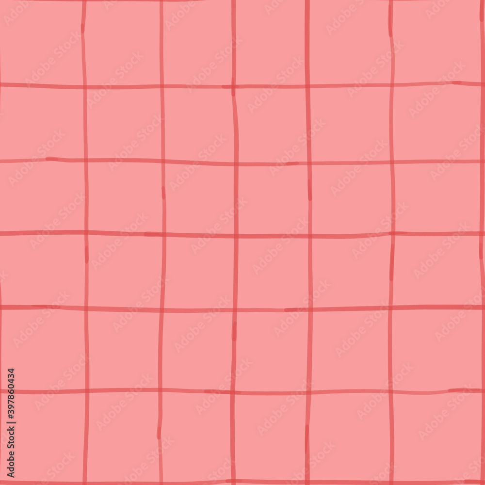 Fototapeta premium Cells hand drawn on pink watercolor seamless pattern for valentine day - fabric, wrapping, textile, wallpaper, background.