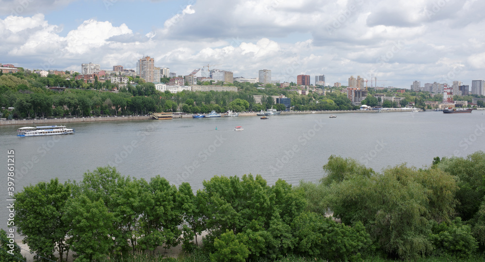 View of the city of Rostov-on-Don from the left bank of the Don River