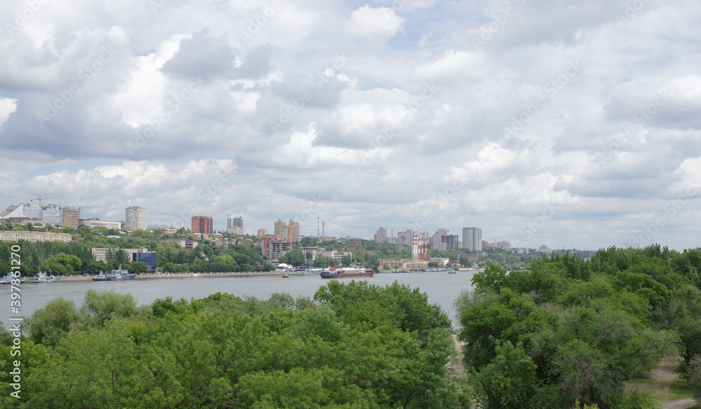 View of the city of Rostov-on-Don from the left bank of the Don River
