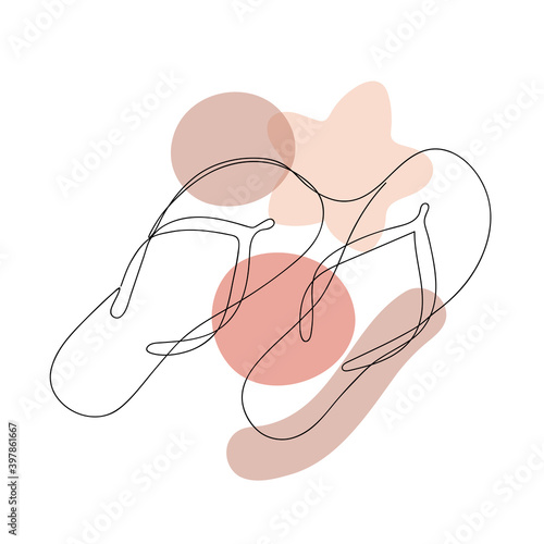 Abstract image of shoes and a flower.