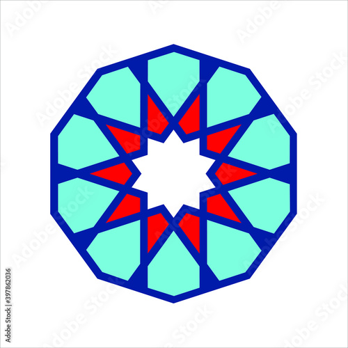 Ottoman Tile and Illumination motifs are very similar to each other. Sacred geometry, star mandala, vector illustration. 