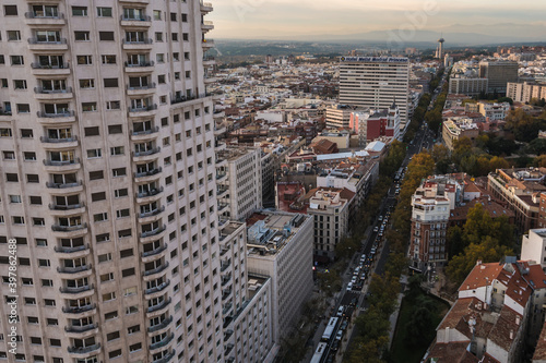 Cityscape of Madrid from the Spain Building (Spain Square) photo