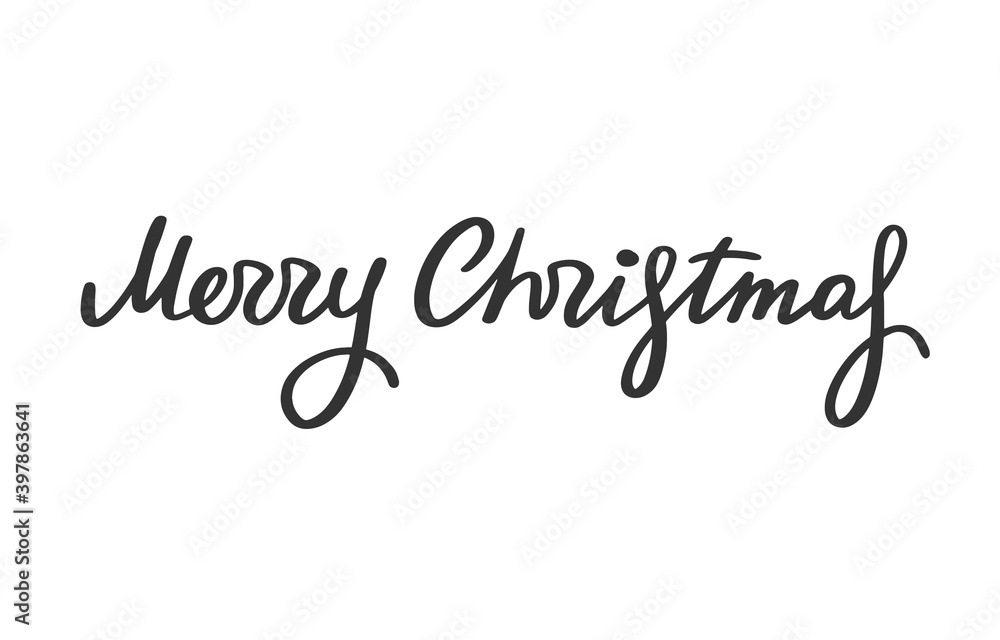 Merry Christmas lettering. Greeting text for winter holidays. Phrase for banners, cards, posters with decoration. Vector sign Merry Christmas lettering. Greeting text for winter holidays. Phrase for banners, cards, posters with decoration. Vector sign