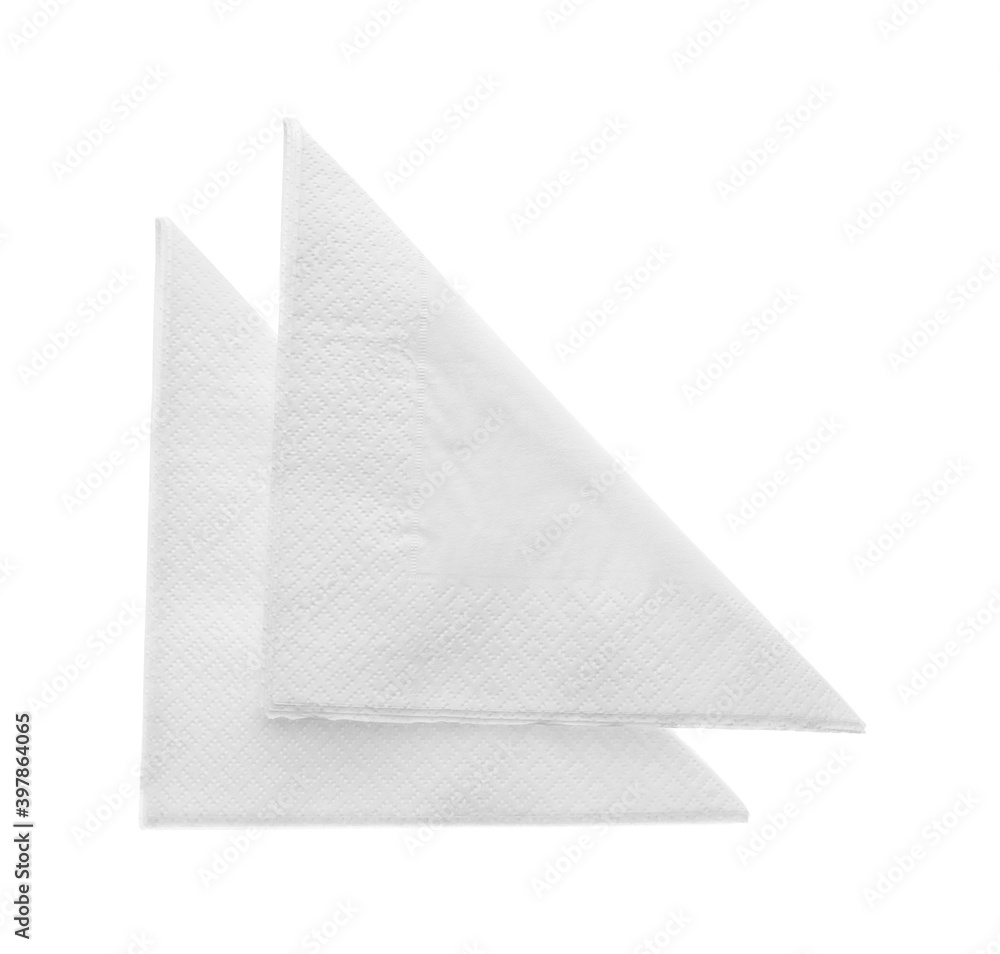 Folded clean paper tissues on white background, top view Folded clean paper tissues on white background, top view