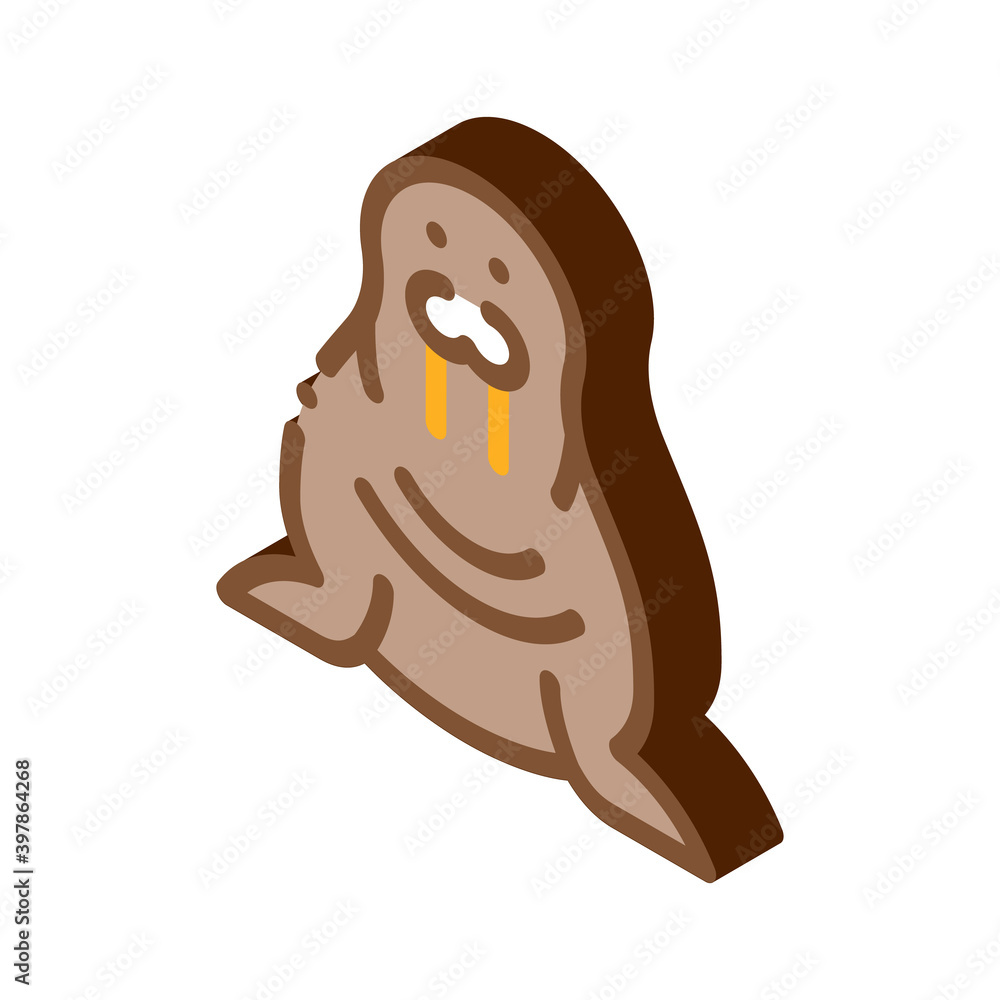 Fototapeta premium walrus animal icon vector. isometric walrus animal sign. color isolated symbol illustration