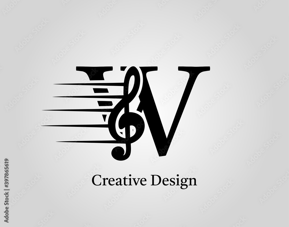 Key Note W Letter Logo Vector. Music Note On Initial W Design. Stock ...