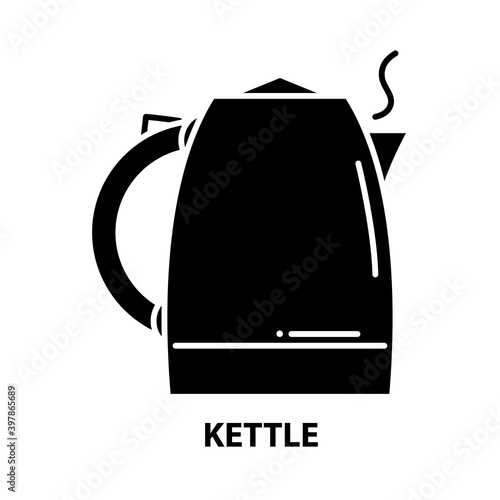 kettle icon, black vector sign with editable strokes, concept illustration