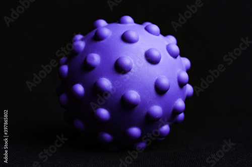 purple colorful bright isolated spiky ball toy, macro