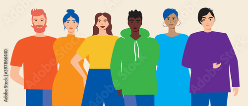 Lgbtq group of friends isolated as homosexual community concept, flat vector stock illustration with gay, lesbian, friendship