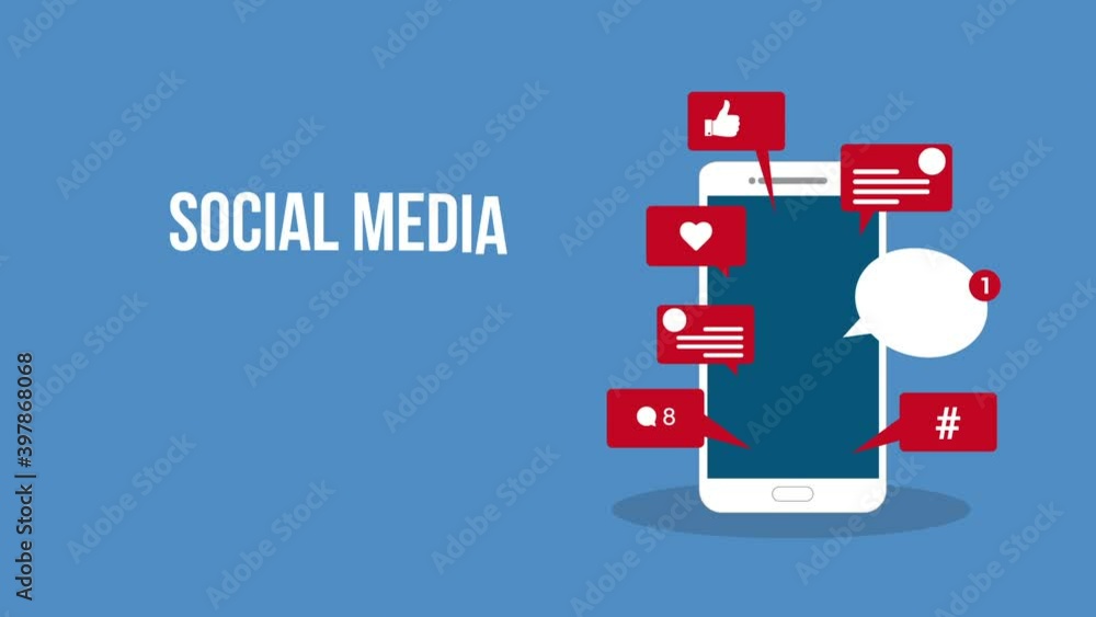 Social media content, social activity - likes, shares and comments popping up on the mobile screen. HD animation Social media content, social activity - likes, shares and comments popping up on the mobile screen. HD animation