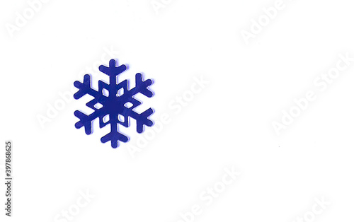Single snowflake confetti on white background