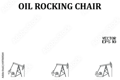 Template of Form for Black and White Oil Rocking Chair. Silhouette of Pump Oil Rig Isolated on White Background. Vector. 3D Illustration