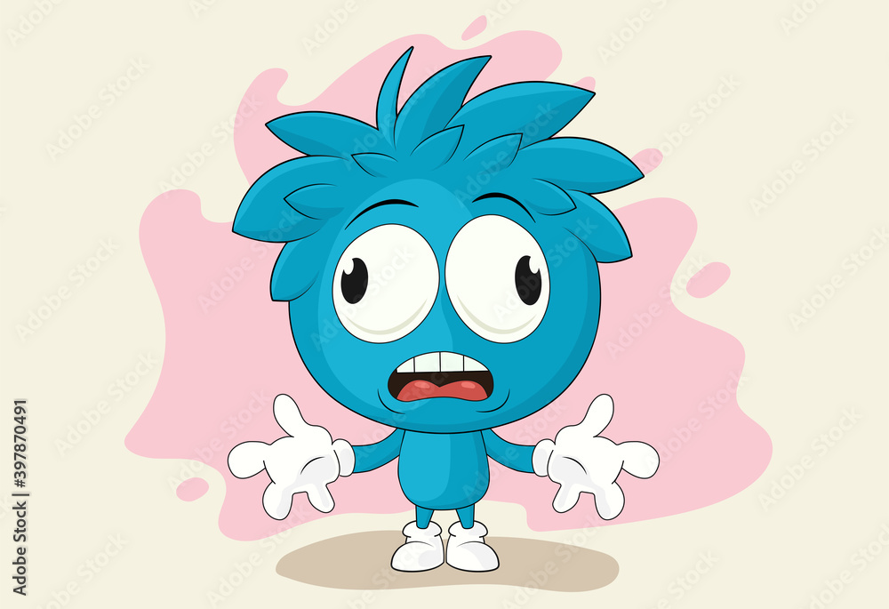 Fototapeta premium Cartoon surprised boy. illustration of an excited boy. Funny boy character.