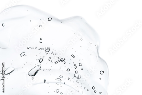 Transparent hyaluronic acid gel texture isolated on a white background. photo